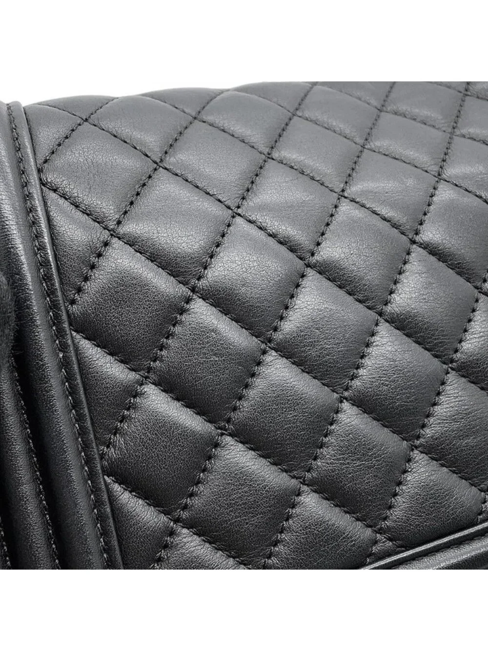 Chanel Chain Shoulder Bag CC Logo Boy Lambskin Black